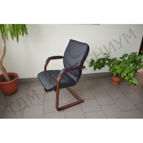 Конференц стул для посетителя Leeds Wood C Multi-office (натуральная кожа)