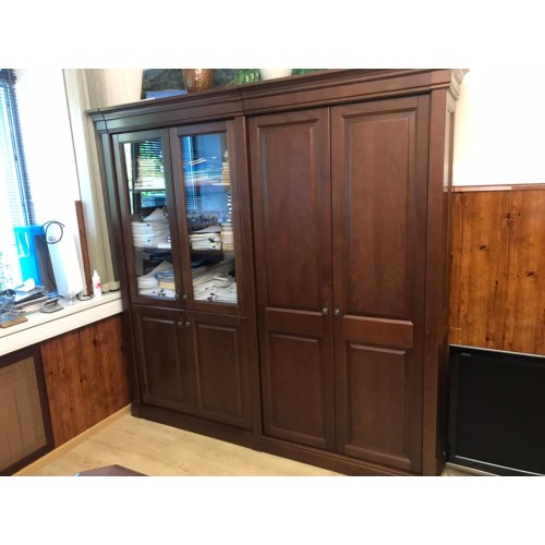 Шкаф комбинированный со стеклом 224-1 (R-CGG217-2) из массива и шпона от кабинета руководителя Ришар