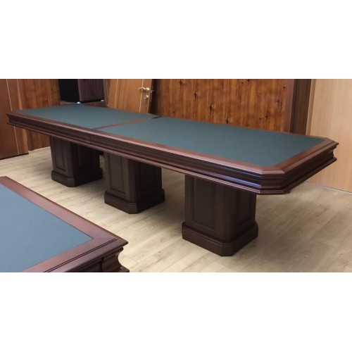 Стол для переговоров R-400 из массива и шпона дерева (кожаная вставка) от кабинета руководителя Ришар