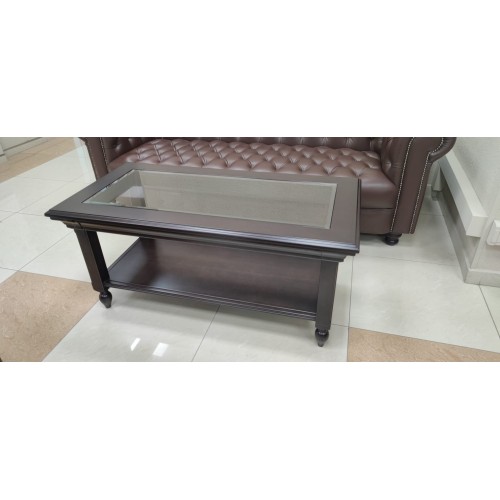 Стол журнальный со стеклом RG-120: массив и шпон от кабинета руководителя Ришар