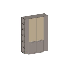 Шкаф высокий комбинированный с боковыми стеллажами (двери в ал. рамке) Genesis JNS934