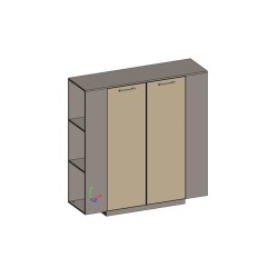 Шкаф средний универсальный с боковыми стеллажами (двери в ал. рамке) Genesis JNS928