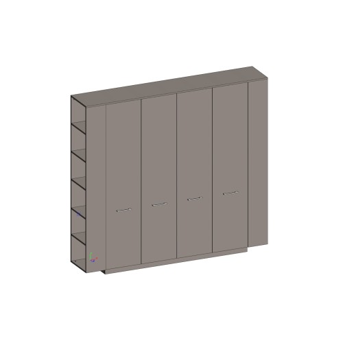 Двойной шкаф (для документов+гардероб) с боковыми стеллажами (двери ЛДСП) Genesis JNS936