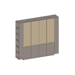 Двойной шкаф комбинированный (для документов) с боковыми стеллажами (двери в ал. рамке) Genesis JNS937