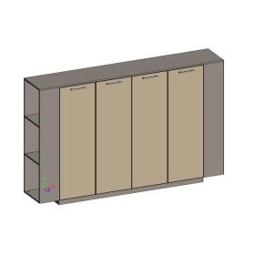 Двойной шкаф средний универсальный с боковыми стеллажами (двери в ал. рамке)	Genesis JNS929
