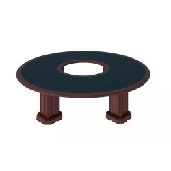 Стол для переговоров круглый с кож. вставкой Preston