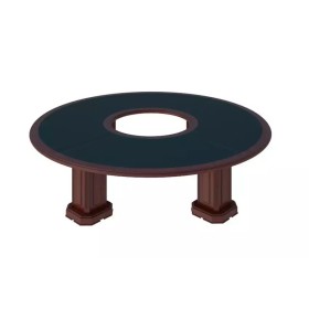 Стол для переговоров круглый с кож. вставкой Preston