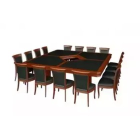 Стол для переговоров R-280-280 квадратный из массива и шпона дерева (кожаная вставка) от кабинета руководителя Ришар