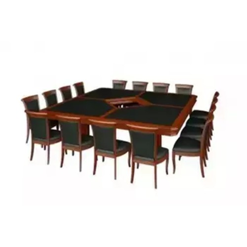 Стол для переговоров R-280-280 квадратный из массива и шпона дерева (кожаная вставка) от кабинета руководителя Ришар