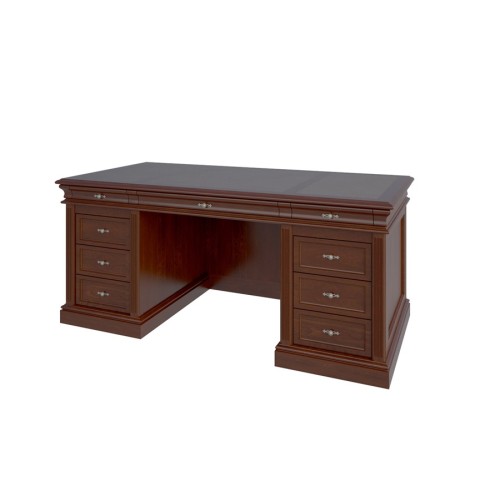 Стол руководителя двухтумбовый R-180/2 (кожаная вставка): массив и шпон дерева от кабинета Ришар