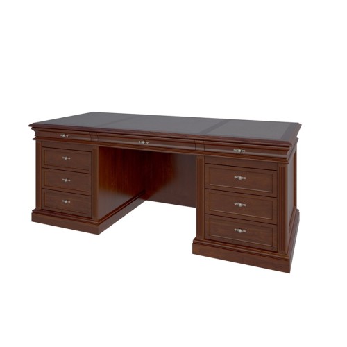 Стол руководителя двухтумбовый R-200/2 (кожаная вставка): массив и шпон дерева от кабинета Ришар