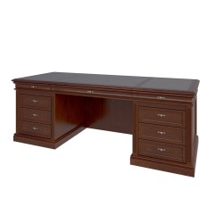 Стол руководителя двухтумбовый R-220/2 (кожаная вставка): массив и шпон дерева от кабинета Ришар