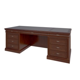 Стол руководителя двухтумбовый R-220/2 (кожаная вставка): массив и шпон дерева от кабинета Ришар