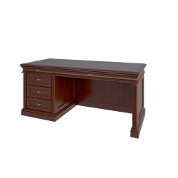 Стол руководителя однотумбовый левый R-180/1L (кожаная вставка): массив и шпон дерева от кабинета Ришар