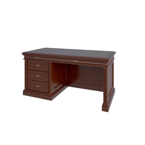 Стол руководителя однотумбовый левый R-160/1L (кожаная вставка): массив и шпон дерева от кабинета Ришар