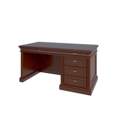 Стол руководителя однотумбовый правый R-160/1R (кожаная вставка): массив и шпон дерева от кабинета Ришар