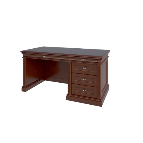 Стол руководителя однотумбовый правый R-160/1R (кожаная вставка): массив и шпон дерева от кабинета Ришар