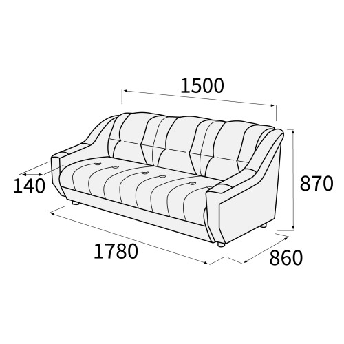 Офисный трехместный диван Альфа 3