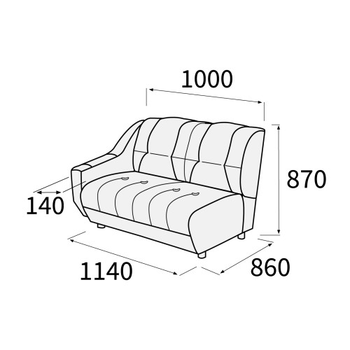 Модуль двухместный с левым подлокотником Альфа 2