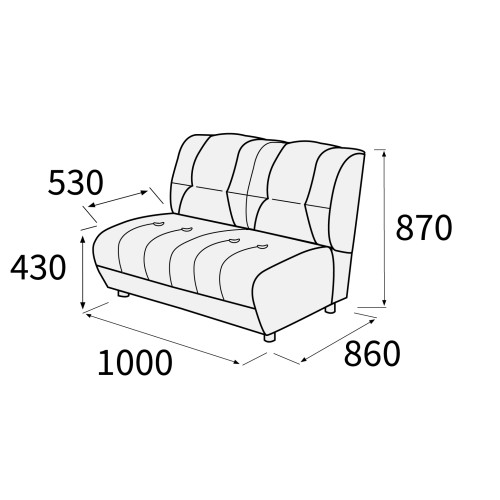 Модуль двухместный без подлокотников Альфа 2