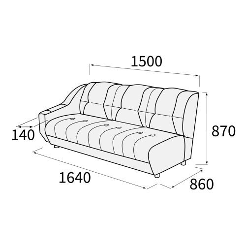 Модуль трехместный с левым подлокотником Альфа 3 
