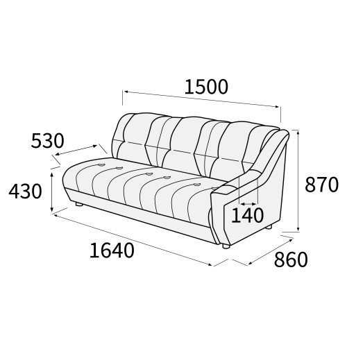 Модуль трехместный с правым подлокотником Альфа 3