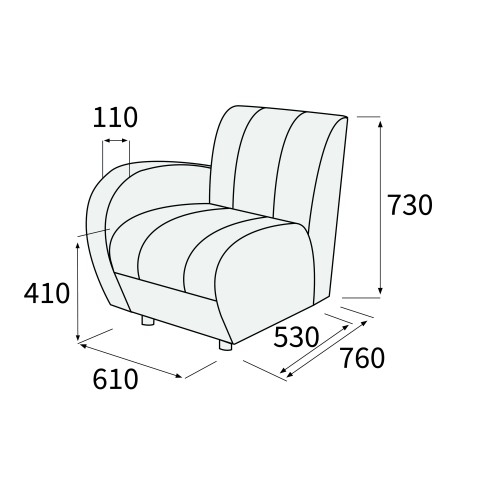 Модуль одноместный с левым подлокотником Альфа Люкс 1