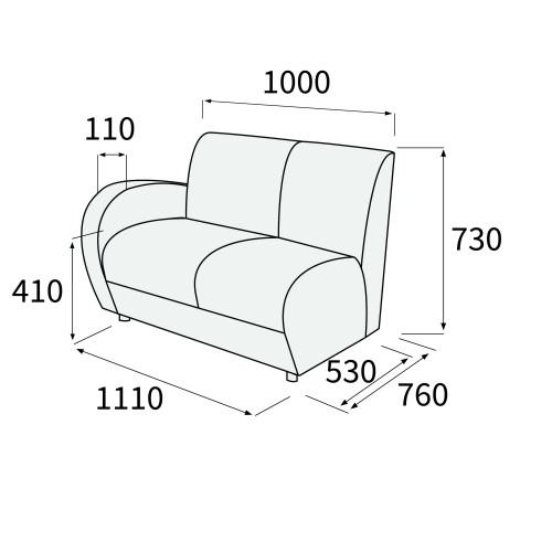 Модуль двухместный с левым подлокотником Альфа Люкс 2