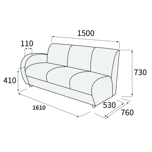 Модуль трехместный с левым подлокотником Альфа Люкс 3 