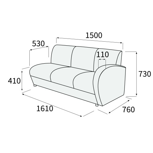 Модуль трехместный с правым подлокотником Альфа Люкс 3
