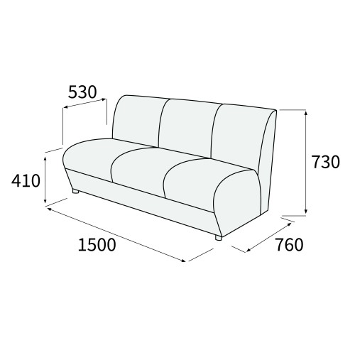 Модуль трехместный без подлокотников Альфа Люкс 3 
