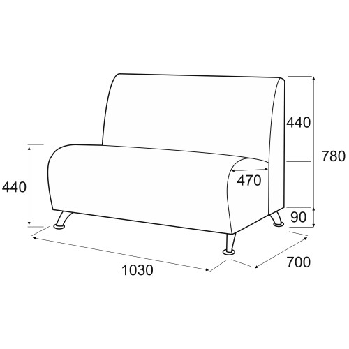 Модуль двухместный без подлокотников Альфа Мини 2 