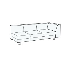 Модуль трехместный с правым подлокотником Омега Люкс 3 