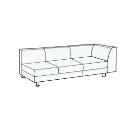 Модуль трехместный с правым подлокотником Омега Люкс 3 