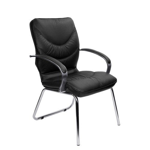 Конференц стул для посетителя Leeds Chrome D Multi-office (натуральная кожа)