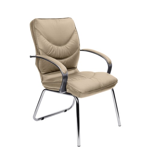 Конференц стул для посетителя Leeds Chrome D Multi-office (натуральная кожа)