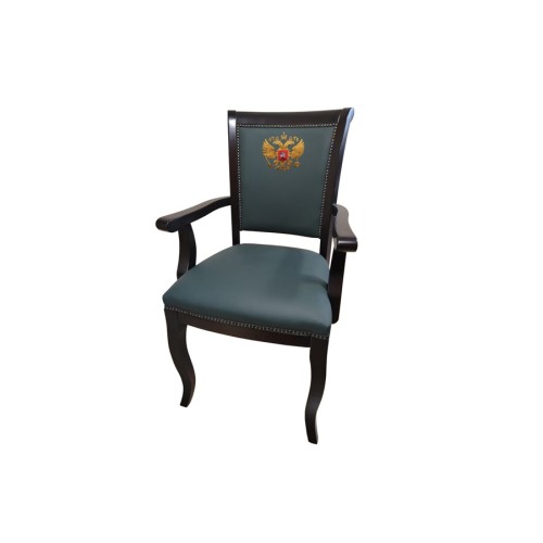 Конференц стул (кресло) для посетителя Бартоломе ТА 5021A с гербом (деревянные ножки)