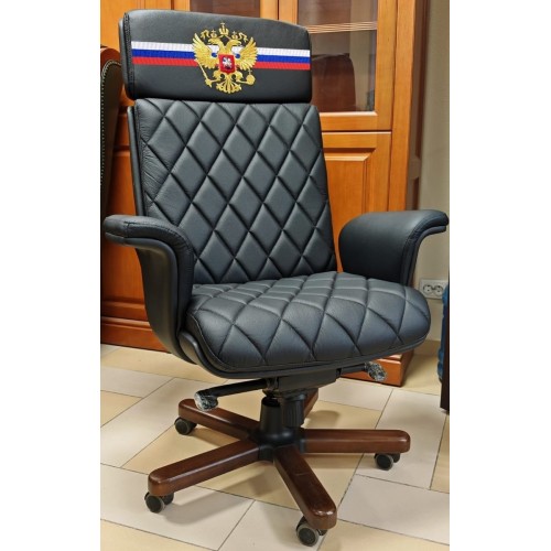 Кресло руководителя Сплит З | Split Z с гербом Multi-office (натуральная кожа) высокая спинка