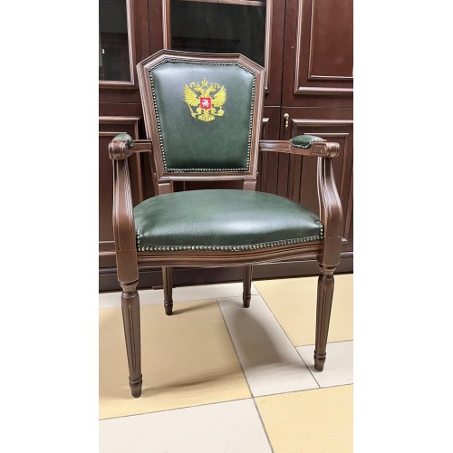 Офисный стул для посетителя Велде ТА 5022А герб (натуральная кожа) с подлокотниками