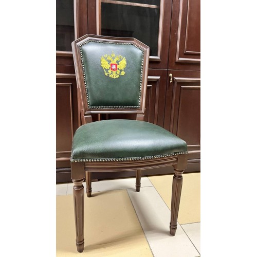 Офисный стул для посетителя Велде ТА 5022 с гербом (натуральная кожа) без подлокотников