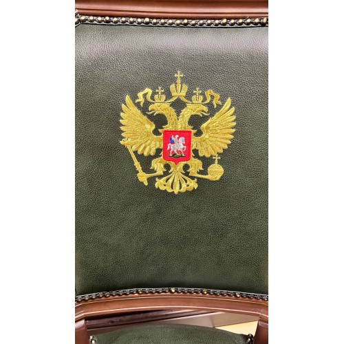 Кресло руководителя Велде ТА 5025 с гербом (натуральная кожа) низкая спинка