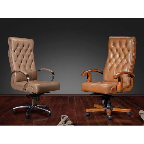 Кресло руководителя Боттичелли DB-13 JS-17 хром (натуральная кожа) высокая спинка