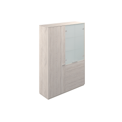 Шкаф высокий двойной для одежды с матовым стеклом 4 ящика Atlas