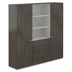 Шкаф высокий тройной для одежды с прозрачным стеклом 4 ящика Atlas