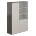Шкаф высокий двойной для одежды с прозрачным стеклом 4 ящика Atlas