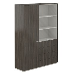 Шкаф высокий двойной для одежды с прозрачным стеклом 4 ящика Atlas