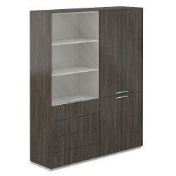 Шкаф высокий двойной с прозрачным стеклом 4 ящика Atlas