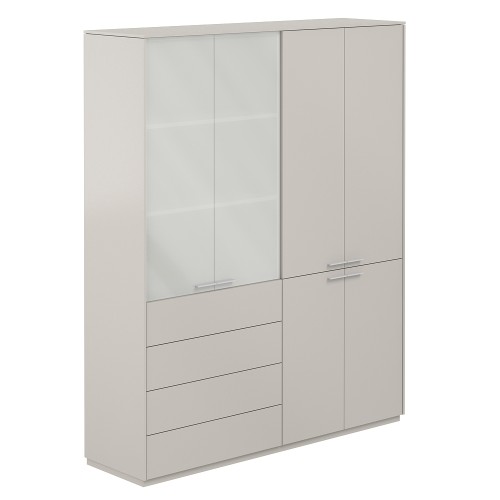 Шкаф высокий двойной с матовым стеклом 4 ящика Atlas
