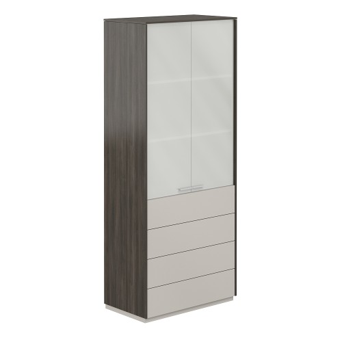 Шкаф высокий с матовым стеклом 4 ящика Atlas
