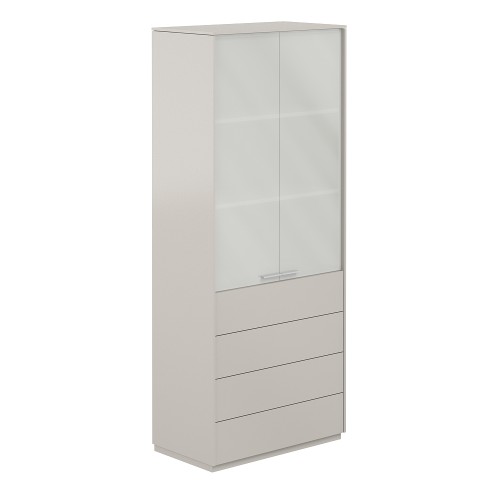 Шкаф высокий с матовым стеклом 4 ящика Atlas